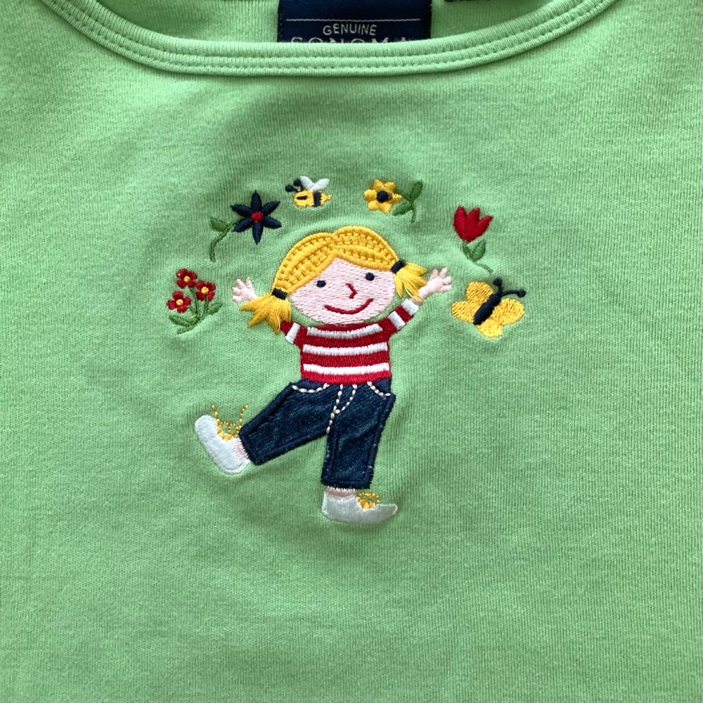 Vintage embroidered blonde girl baby tee
